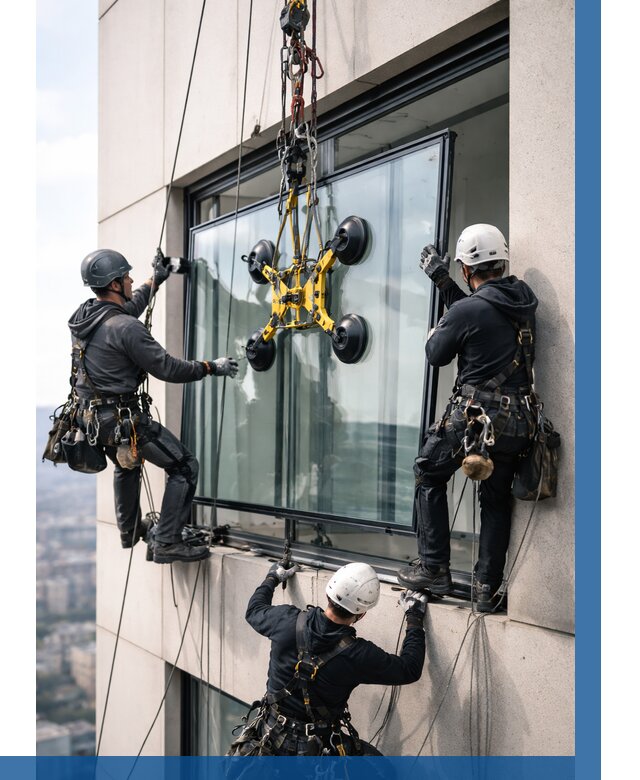 Монтаж стеклопакетов на высоте в Дагестанских Огнях от 3303 р. | ВЫСОТНИК-Дгс