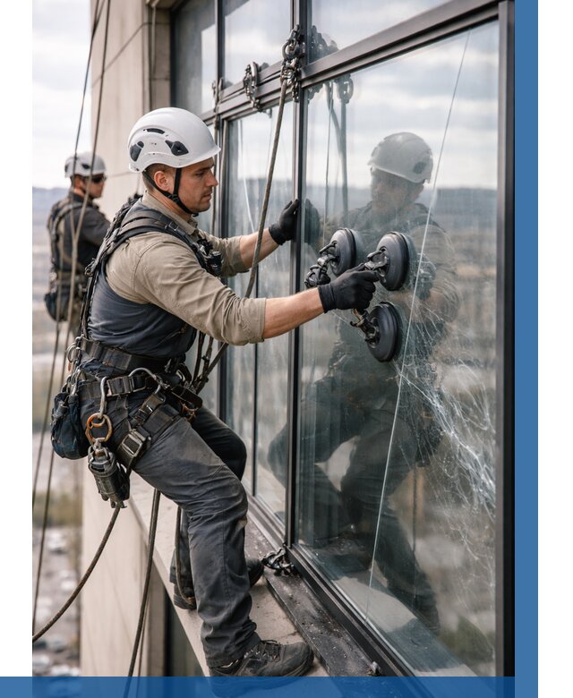 Замена стекла в витраже в Дагестанских Огнях под ключ от 8775 р. | ВЫСОТНИК-Дгс