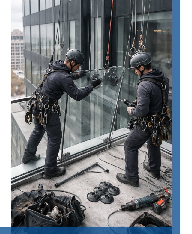 Монтаж стеклянных ограждений в Дагестанских Огнях от 2581 р. | ВЫСОТНИК-Дгс