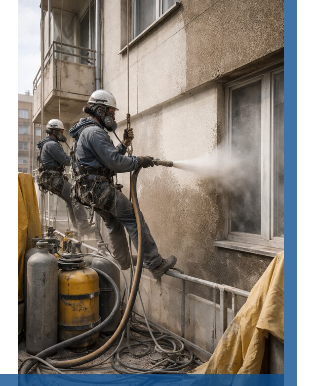 Пескоструйная очистка фасада в Дагестанских Огнях от 671 р. | ВЫСОТНИК-Дгс