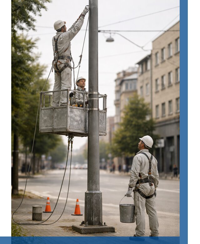 Покраска опор освещения в Дагестанских Огнях от 5162 р. | ВЫСОТНИК-Дгс