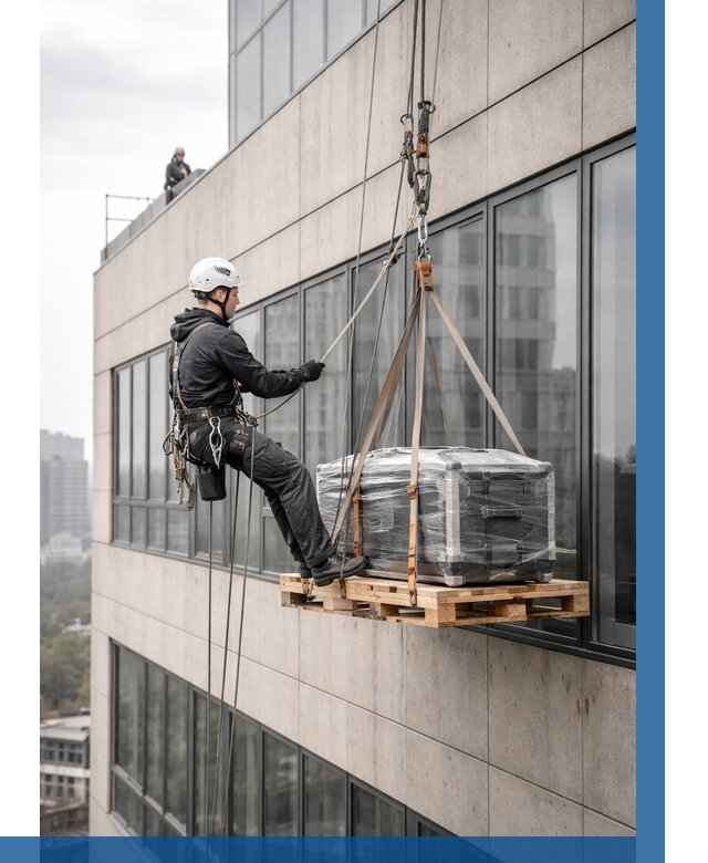 Спуск груза по фасаду в Дагестанских Огнях от 3613 р. | ВЫСОТНИК-Дгс