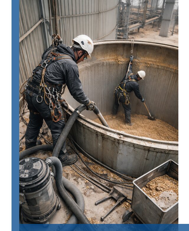 Профессиональная чистка зерновых бункеров в Дагестанских Огнях с выездом